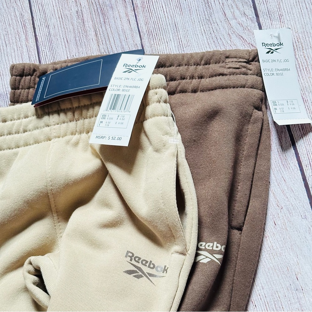 Reebok Kids Brown and Tan Fleece Lined Jogger Pants Size 5 NEW - Picture 4 of 7